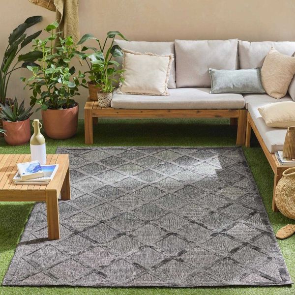 Tapis intérieur extérieur en polypropylène Fira 991 noir - 5