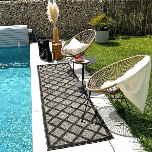 Tapis intérieur extérieur en polypropylène Fira 991 noir - 6