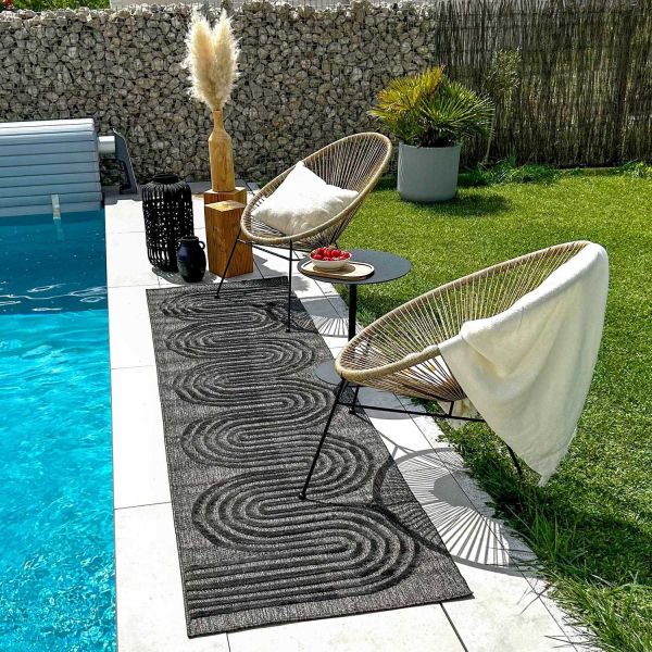 Tapis intérieur extérieur en polypropylène Fira 987 noir - 6
