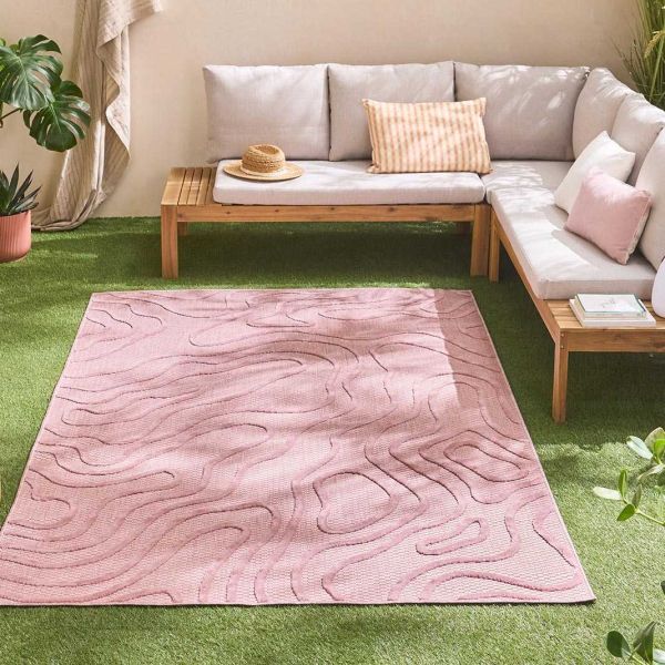 Tapis intérieur extérieur en polypropylène Fira 988 rose - 5