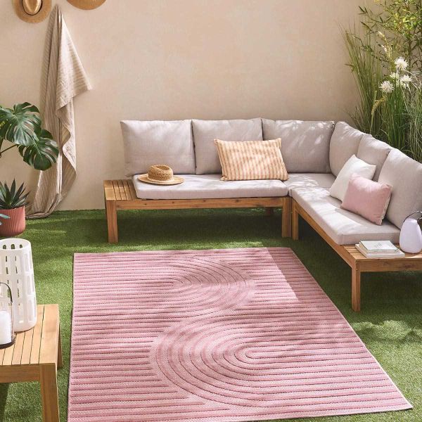 Tapis intérieur extérieur en polypropylène Fira 986 rose - 