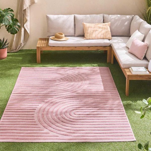 Tapis intérieur extérieur en polypropylène Fira 986 rose - 5