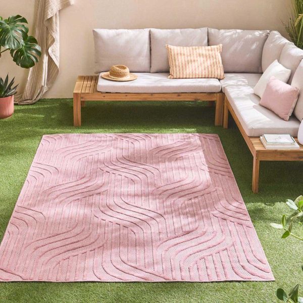 Tapis intérieur extérieur en polypropylène Fira 989 rose - 