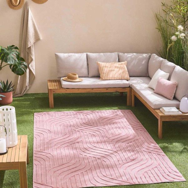 Tapis intérieur extérieur en polypropylène Fira 989 rose - 5