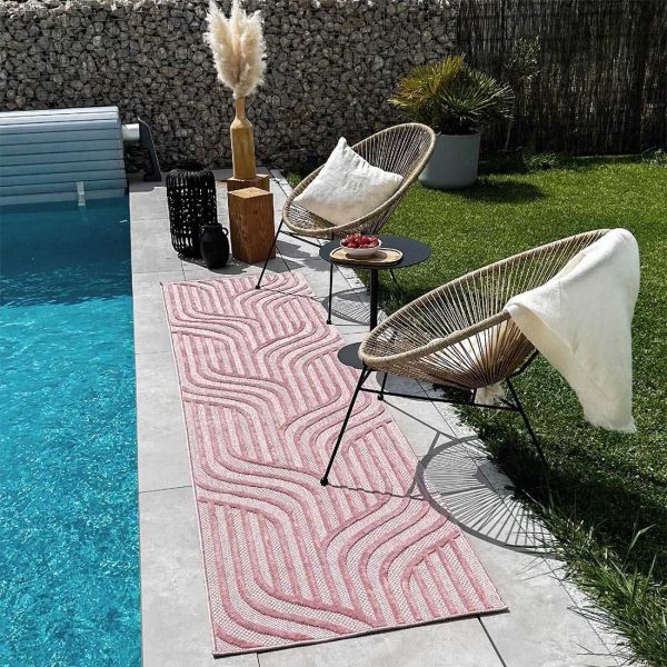 Tapis intérieur extérieur en polypropylène Fira 989 rose - 6
