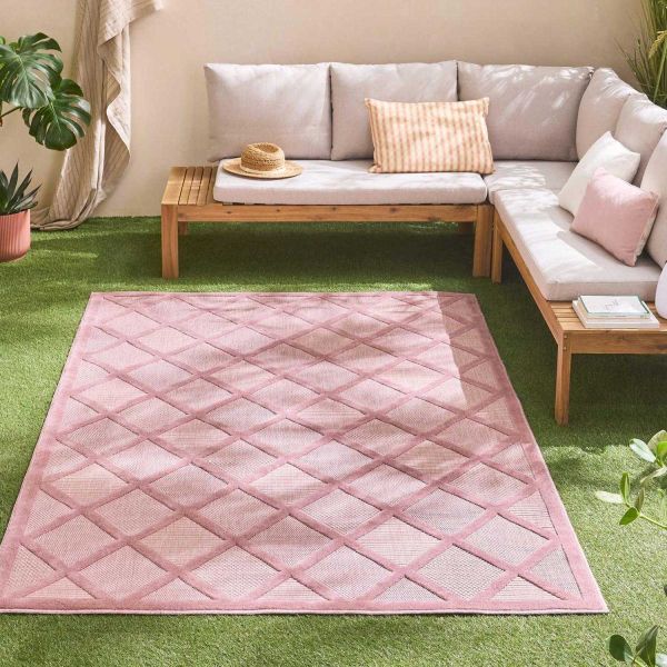 Tapis intérieur extérieur en polypropylène Fira 991 rose - 