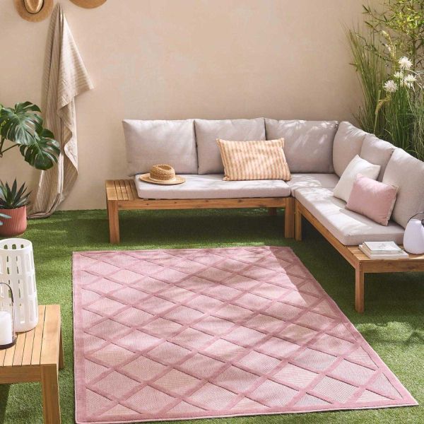 Tapis intérieur extérieur en polypropylène Fira 991 rose - 39,90