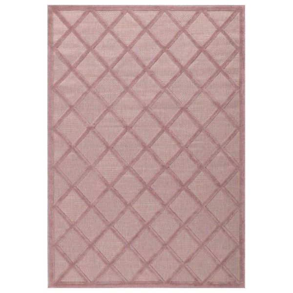 Tapis intérieur extérieur en polypropylène Fira 991 rose