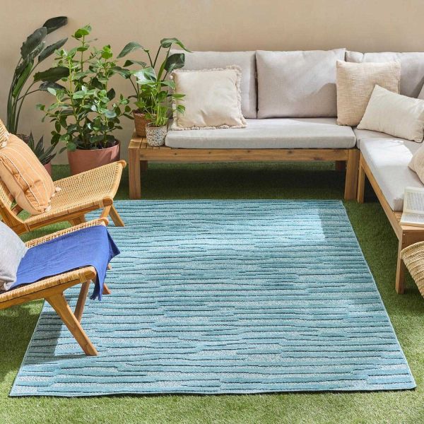 Tapis intérieur extérieur en polypropylène Fira 990 turquoise - 5