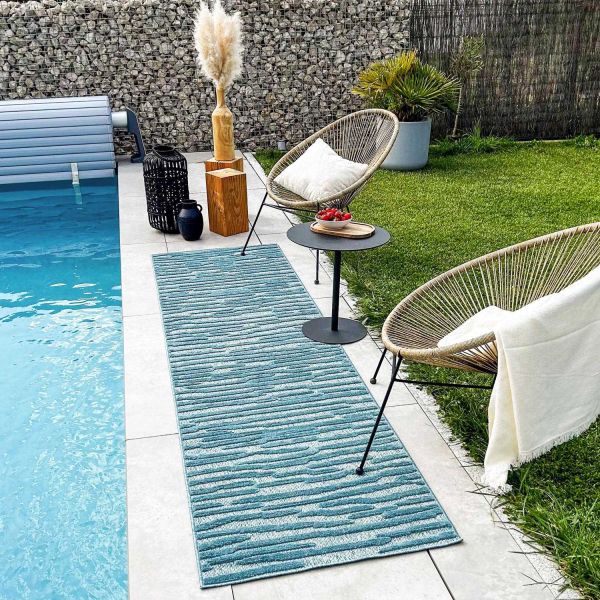 Tapis intérieur extérieur en polypropylène Fira 990 turquoise - 6