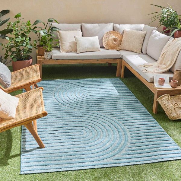 Tapis intérieur extérieur en polypropylène Fira 986 turquoise - 