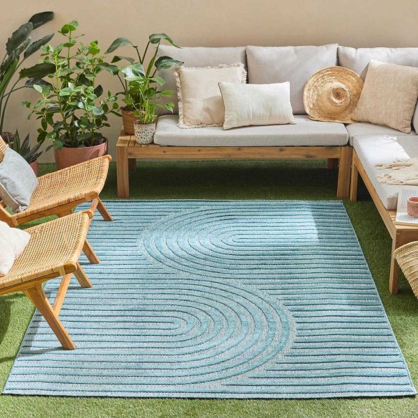 Tapis intérieur extérieur en polypropylène Fira 986 turquoise - 5
