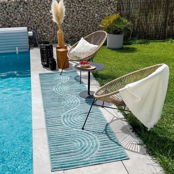 Tapis intérieur extérieur en polypropylène Fira 986 turquoise - 6
