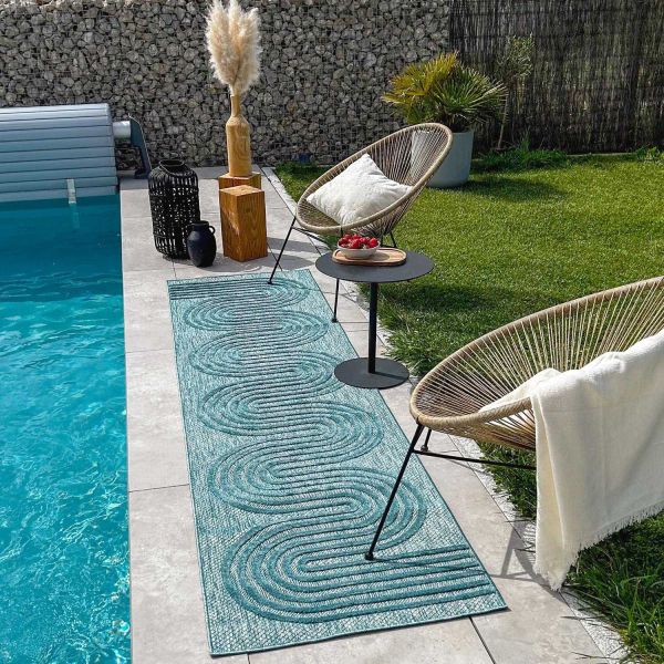 Tapis intérieur extérieur en polypropylène Fira 987 turquoise - 6