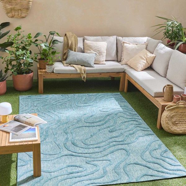 Tapis intérieur extérieur en polypropylène Fira 988 turquoise - 5