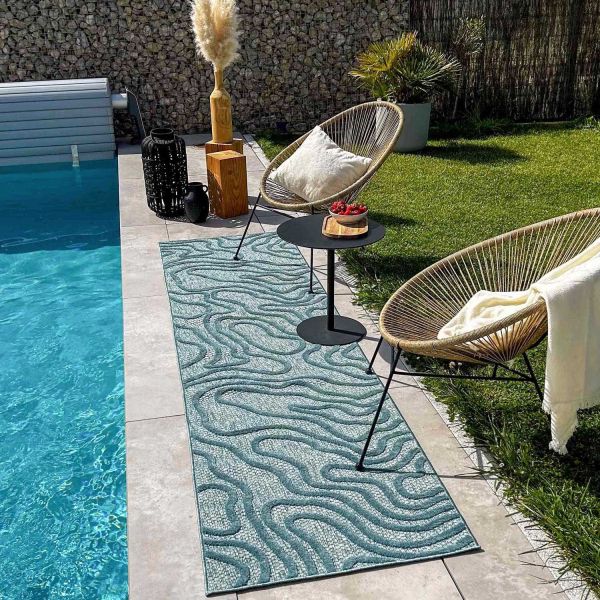 Tapis intérieur extérieur en polypropylène Fira 988 turquoise - 6