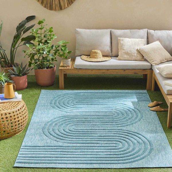 Tapis intérieur extérieur en polypropylène Fira 987 turquoise - 5