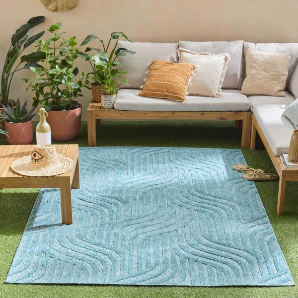 Tapis intérieur extérieur en polypropylène Fira 989 turquoise - 5