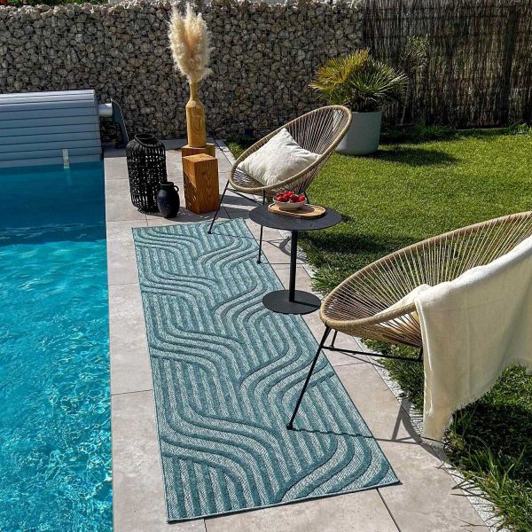 Tapis intérieur extérieur en polypropylène Fira 989 turquoise - 6