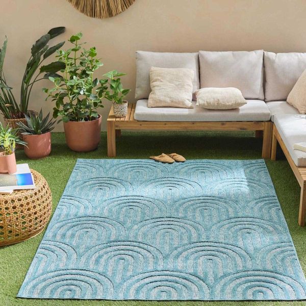 Tapis intérieur extérieur en polypropylène Fira 985 turquoise - 5