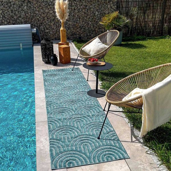 Tapis intérieur extérieur en polypropylène Fira 985 turquoise - 6
