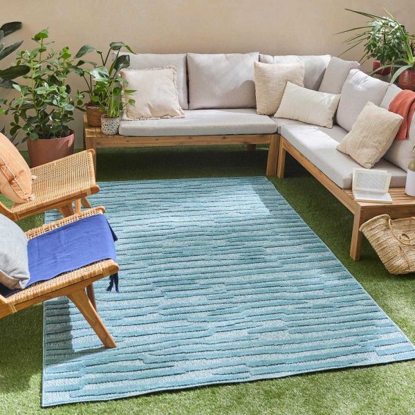 Tapis intérieur extérieur en polypropylène Fira 990 turquoise - 
