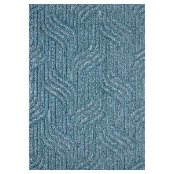 Tapis intérieur extérieur en polypropylène Fira 989 turquoise