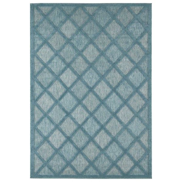 Tapis intérieur extérieur en polypropylène Fira 991 turquoise