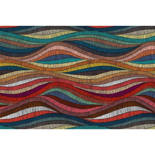 Tapis intérieur extérieur en vinyle Vagues multicolores