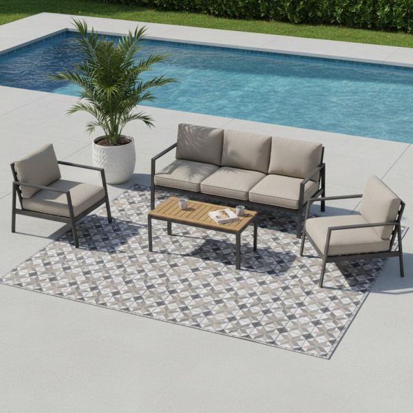Tapis interieur extérieur en vinyle carreaux de ciment - MATTEO