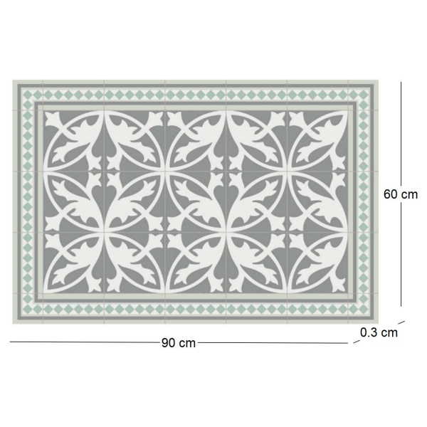 Tapis intérieur extérieur en vinyle carreaux de ciment feuilles - 27,31