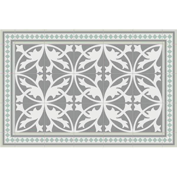 Tapis intérieur extérieur en vinyle carreaux de ciment feuilles