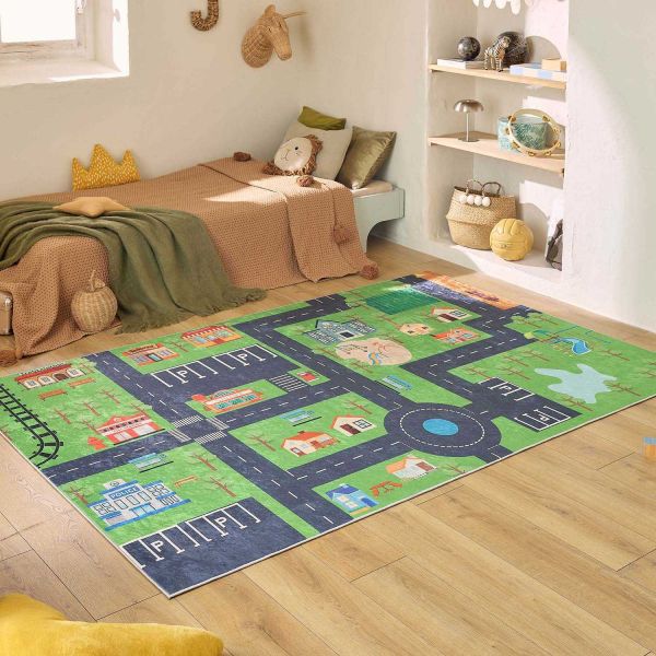 Tapis intérieur à poils courts Alix 738 vert - NAZ-0855