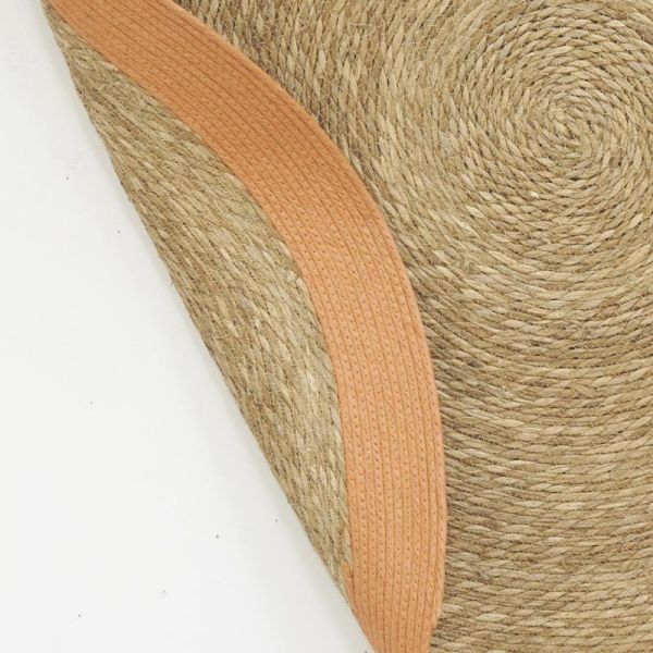 Tapis en jonc 120 cm naturel bordure colorée - AUB-6289