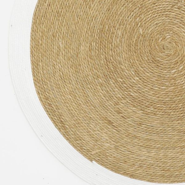 Tapis en jonc 120 cm naturel bordure colorée - AUBRY GASPARD