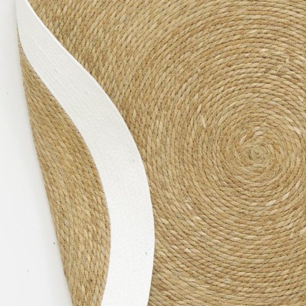 Tapis en jonc 120 cm naturel bordure colorée - AUB-6291