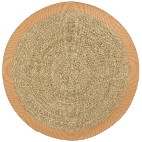 Tapis en jonc 120 cm naturel bordure colorée