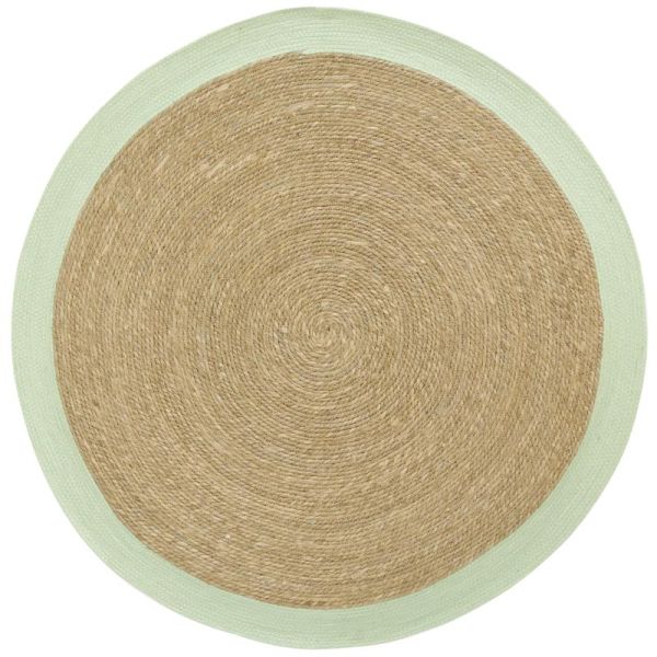 Tapis en jonc 120 cm naturel bordure colorée