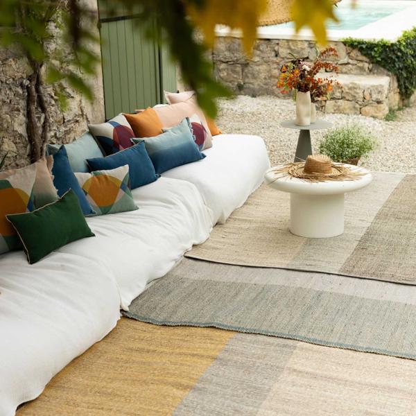 Tapis en jonc de mer et coton carbone Karan - 6