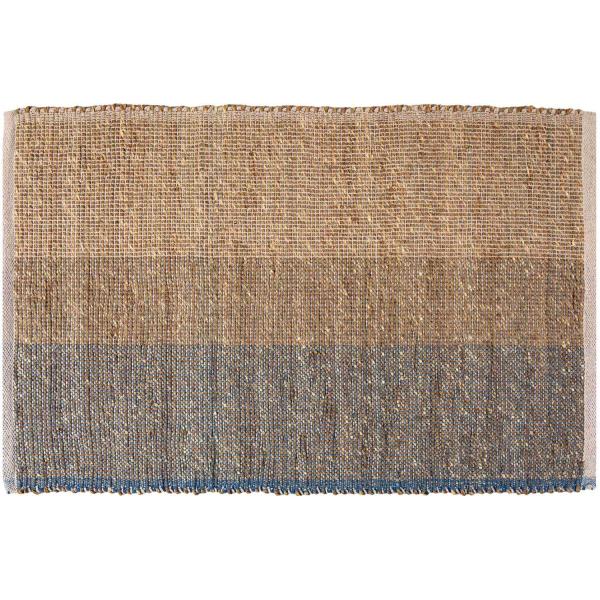 Tapis en jonc de mer et coton myosotis Karan