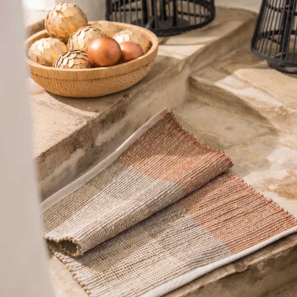 Tapis en jonc de mer et coton  terracotta Karan - 6