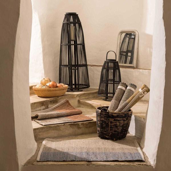 Tapis en jonc de mer et coton  terracotta Karan - 7