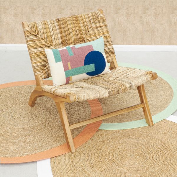 Tapis en jonc naturel bordure coloré - 29,90