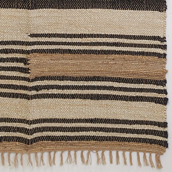 Tapis en jute naturel et coton naturel et teinté Ethnique - 119