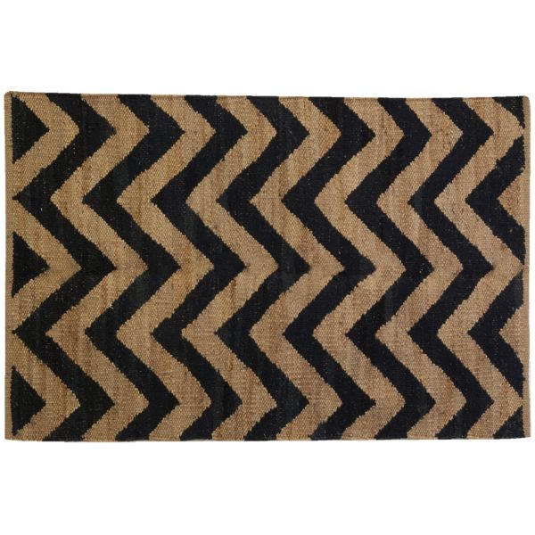 Tapis en jute naturel et noir graphique