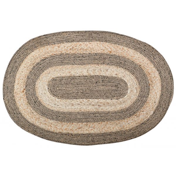 Tapis ovale en jute naturel et noir