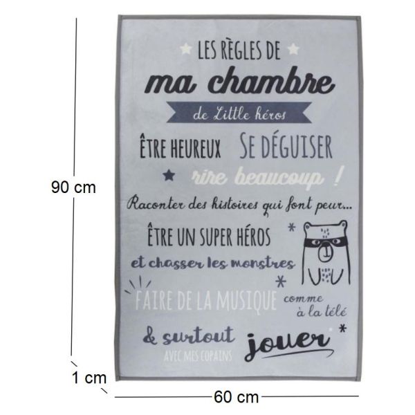 Tapis règles de la chambre enfant 60x90 cm - 5,64