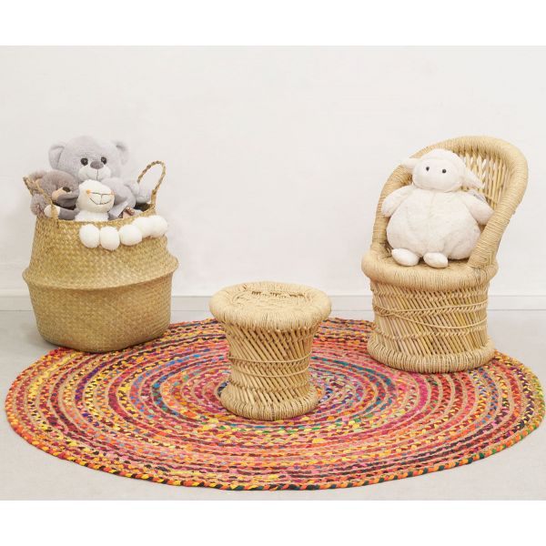 Tapis rond coloré en jute et en coton India Ø 120 - AUBRY GASPARD