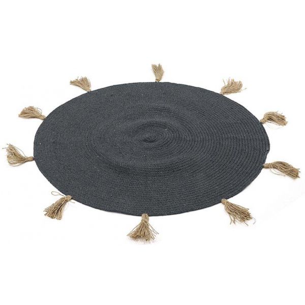 Tapis rond en coton pompons 90 cm - THE HOME DECO FACTORY