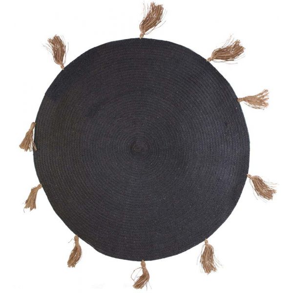 Tapis rond en coton pompons 90 cm